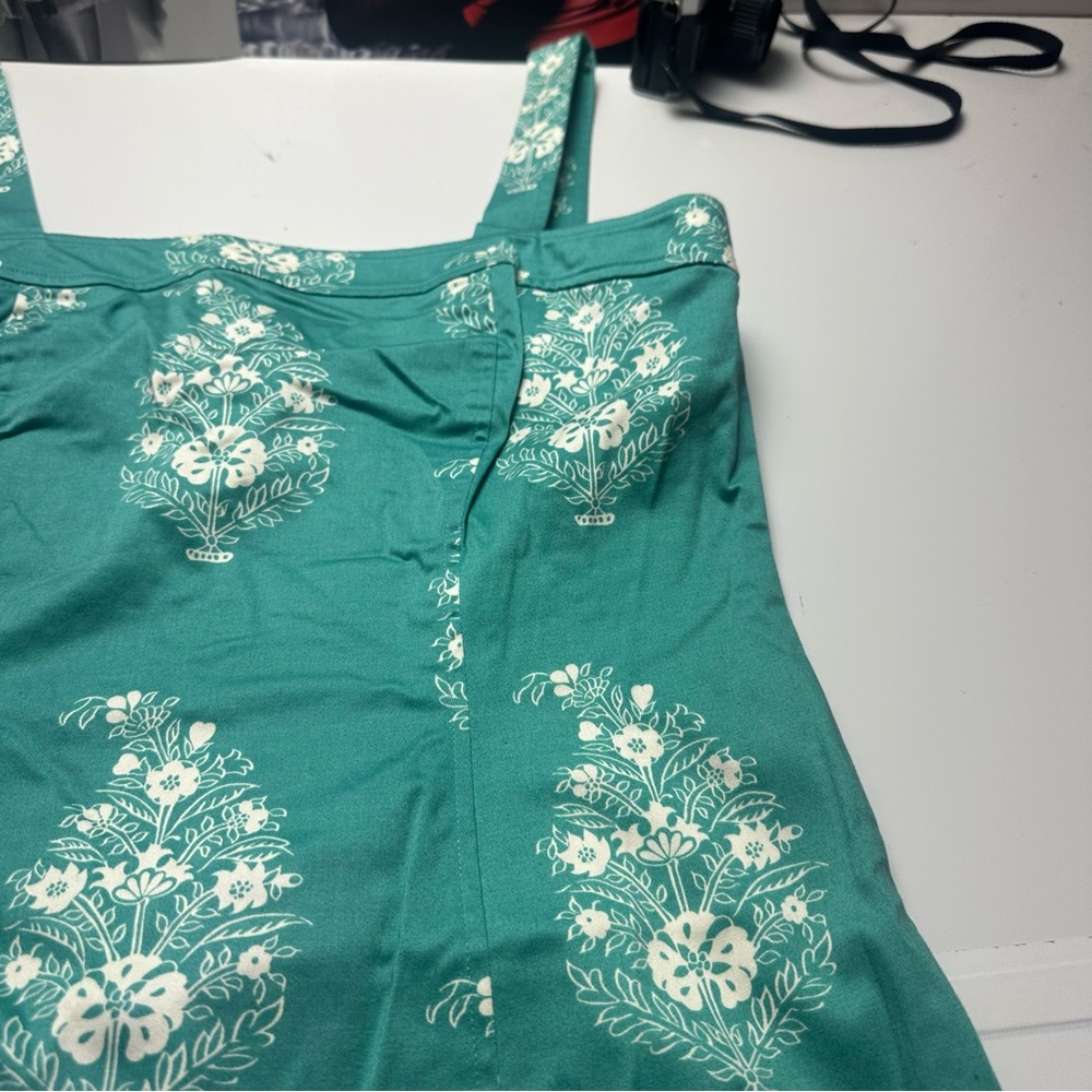 Classic 2000s Jones New York Cotton SundressTeal Floral CottagecoreSummer Garden - Picture 6 of 13